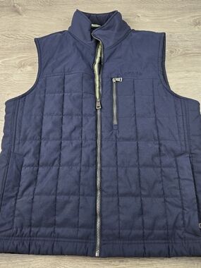 Orvis Blue Quilted Vest Classic Collection Full Zip Pockets Mens Casual medium